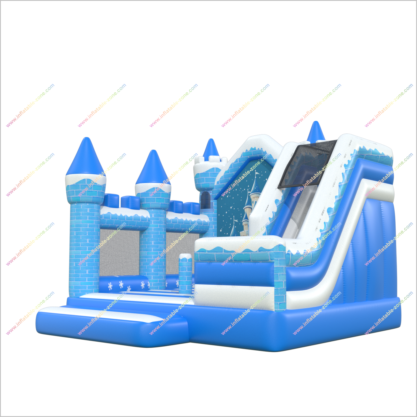 Frozen-Themed Castle Bouncer And Slide Combo Jumper Inflatable Bounce House With Slide For Sale