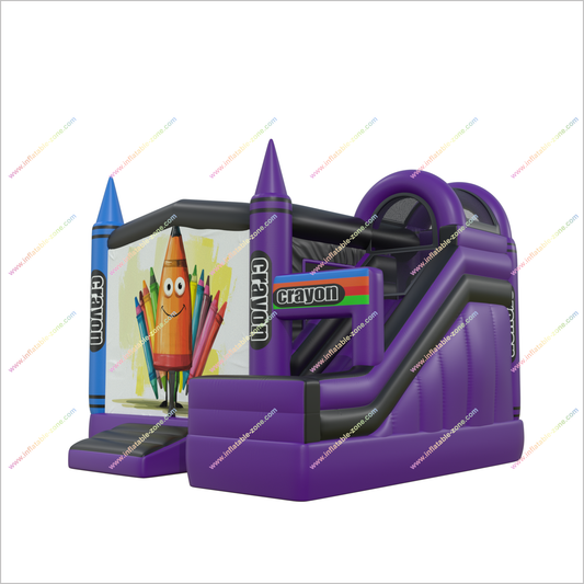Crayon Combo Inflatable Slide Bounce House Rent Inflatables Near Me Childrens Bouncy Castle With Slide - Inflatable-Zone