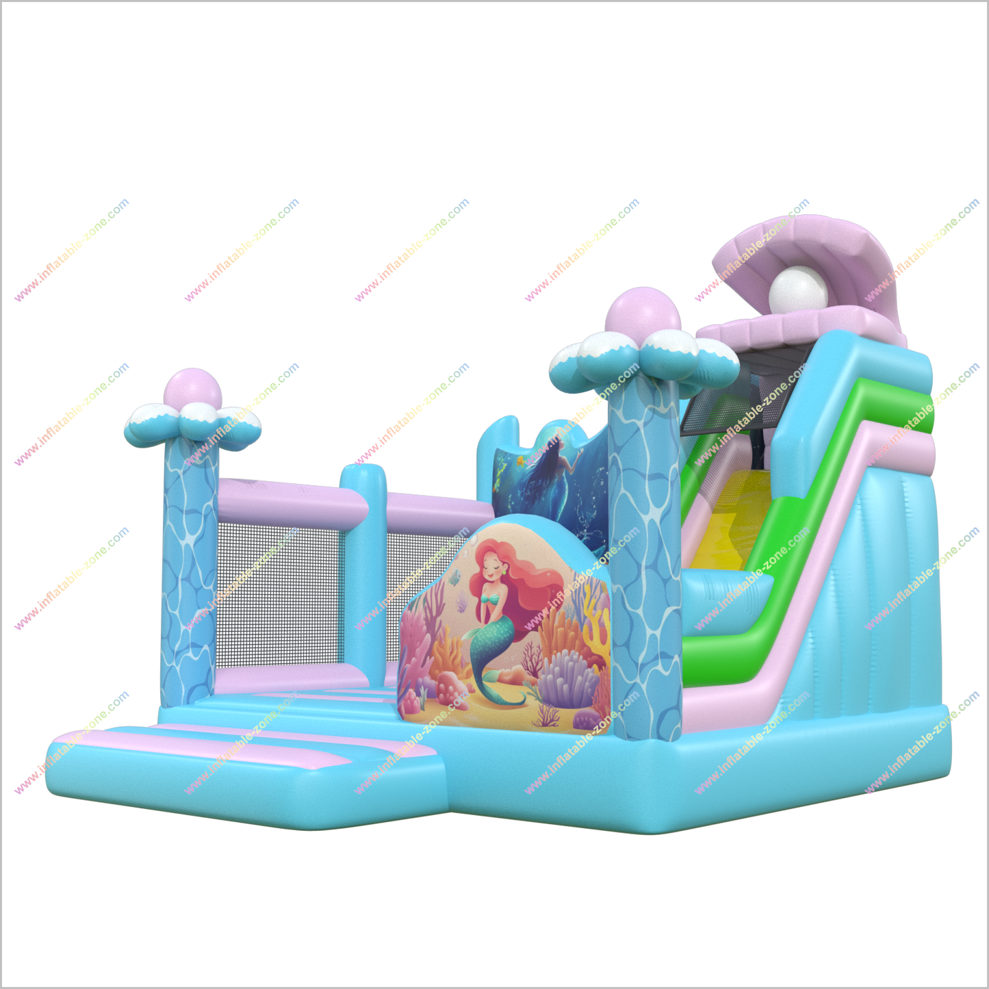 Mermaid Bounce House Small Inflatable Slides Combo Underwater Art Soft Play And Bouncy Castle Hire Pearl Slide - Inflatable-Zone