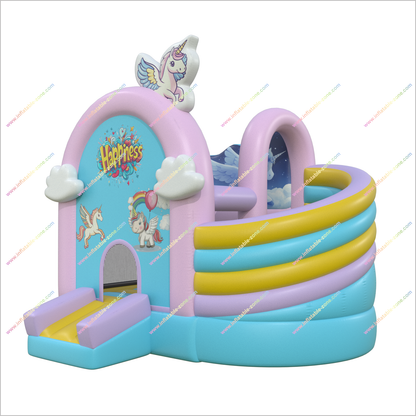 Unicorn Jumpy House Inflatable Bouncers Happiness Fun Amusement Park Small Bouncy Castle With Slide Hire