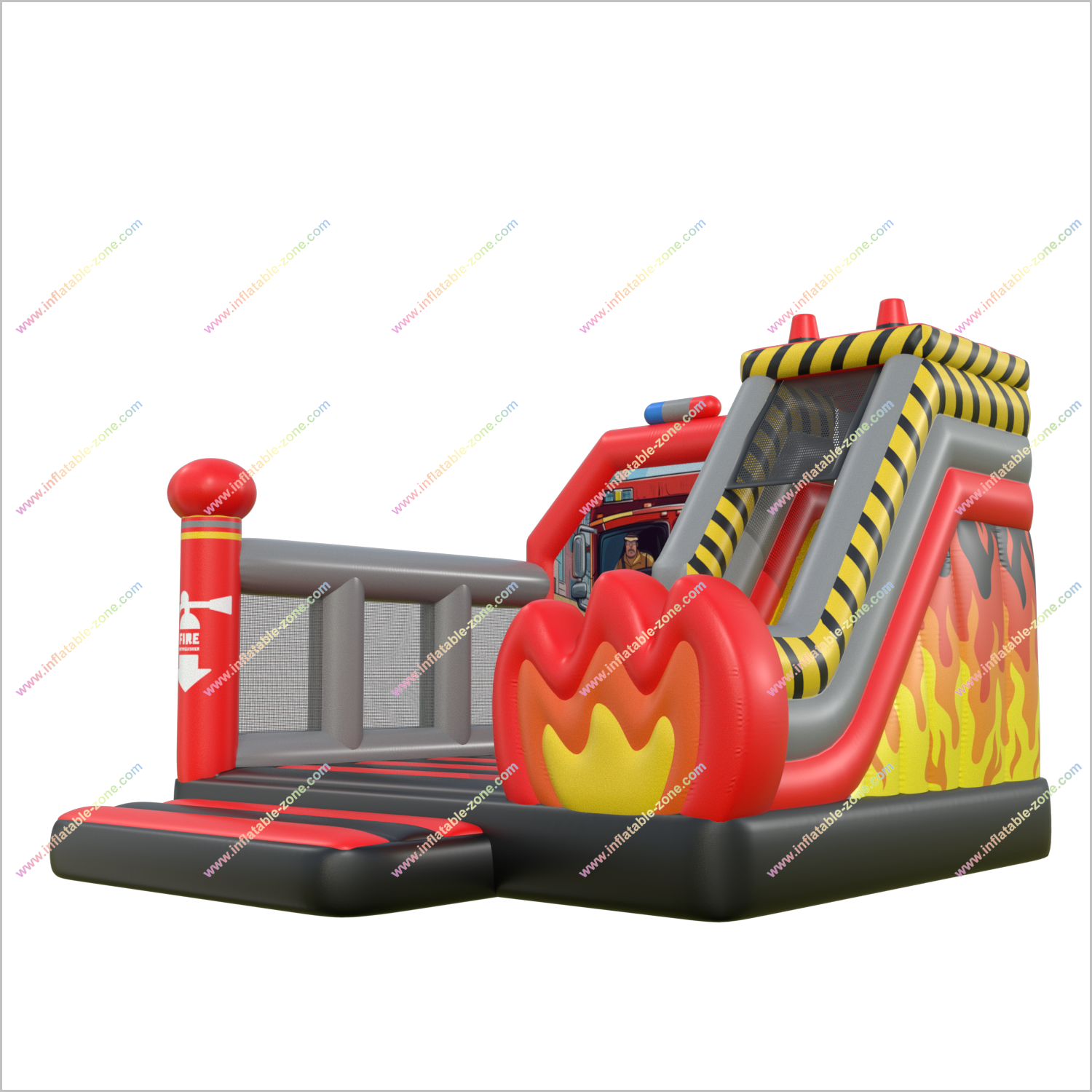 Fire Truck Inflatable Bouncer Slide Rentals Adult Inflatable Park Bold Combo Slide Bouncy Castle Hire - Inflatable-Zone