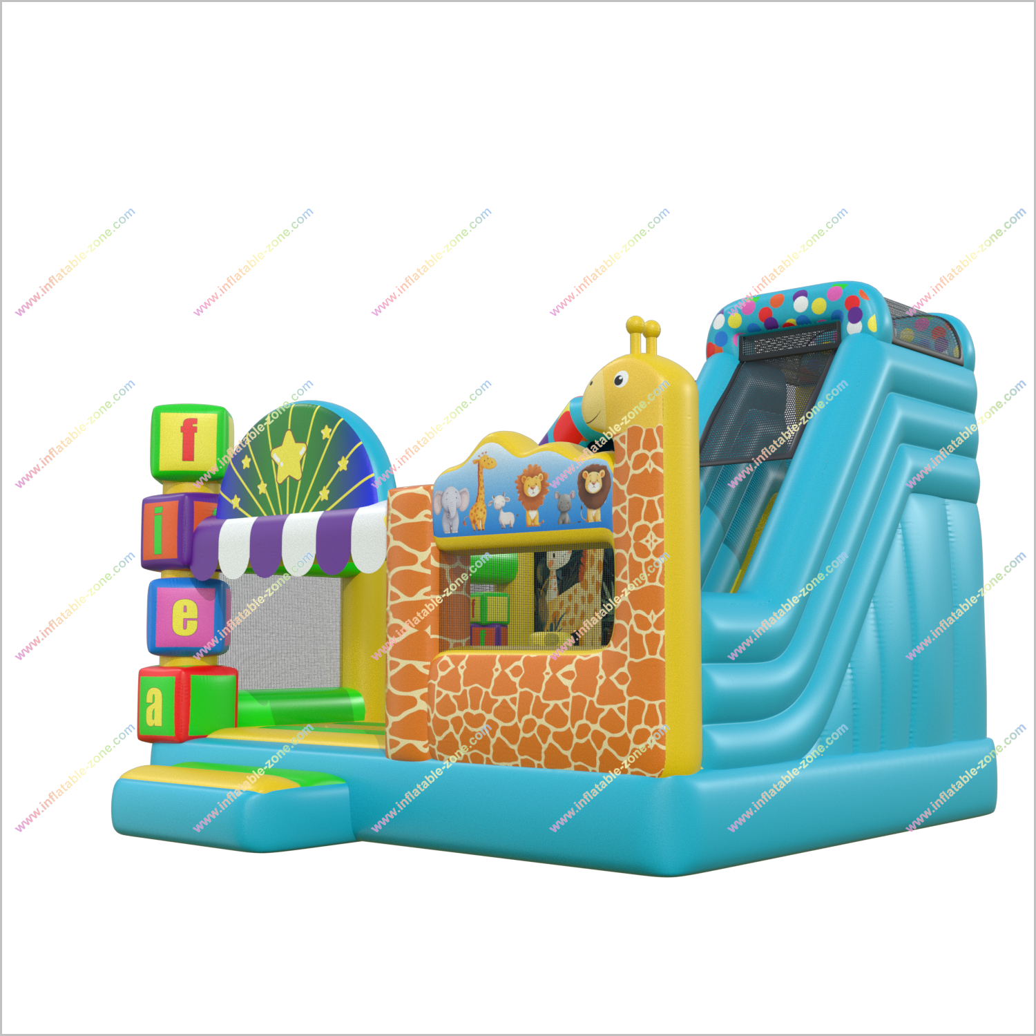 Safari Themed Inflatable Slide Bouncy Castle Animal Combo Slide Bounce Houses Inflatable Parties Near Me - Inflatable-Zone