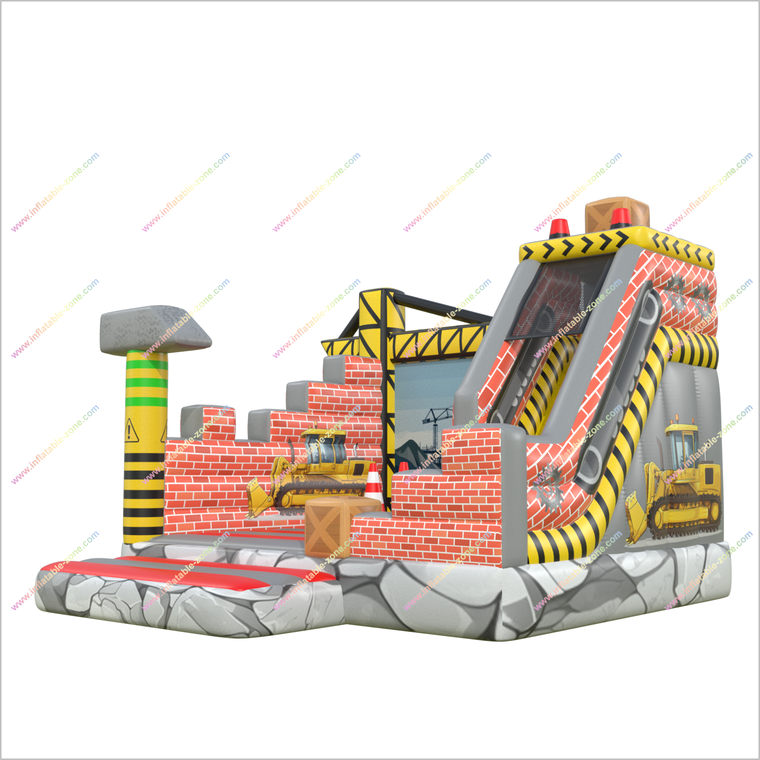Construction Theme Bounce House Inflatable Castle Rentals Jumper And Slide Combo Happy Hop Bouncer With Slide - Inflatable-Zone