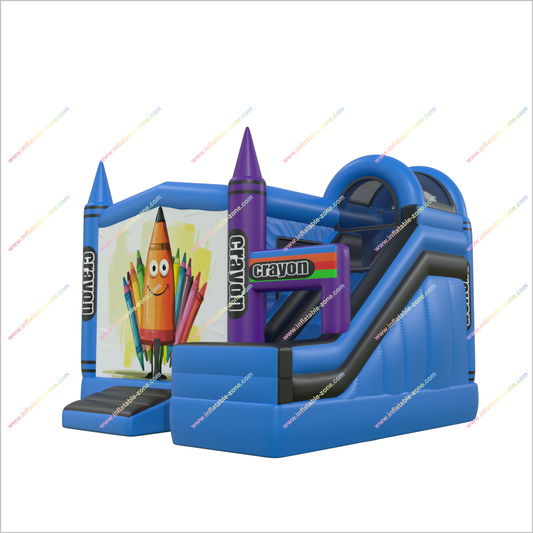 Colorful Crayon Bounce House With Large Slide Outside Play Inflatable Castle Slides Combo Events - Inflatable-Zone