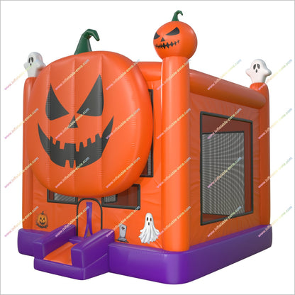 Halloween Inflatable Pumpkin Bouncy Castle Park Near Me Square Jack-O-Lantern Blow Up Bounce House For Sale