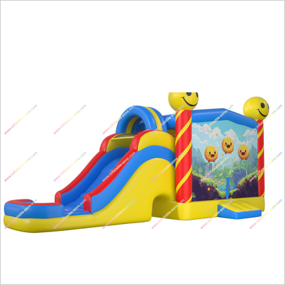 Happy Faces Water Bouncy Castle Rental Inflatable Pool And Slide Joy Combo Water Slide Bounce Houses