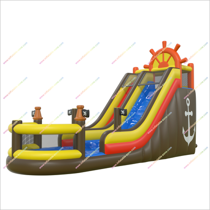 Pirate Ship Inflatable Water Slide Target Commercial Bounce House Water Blow Up Slide With Pool