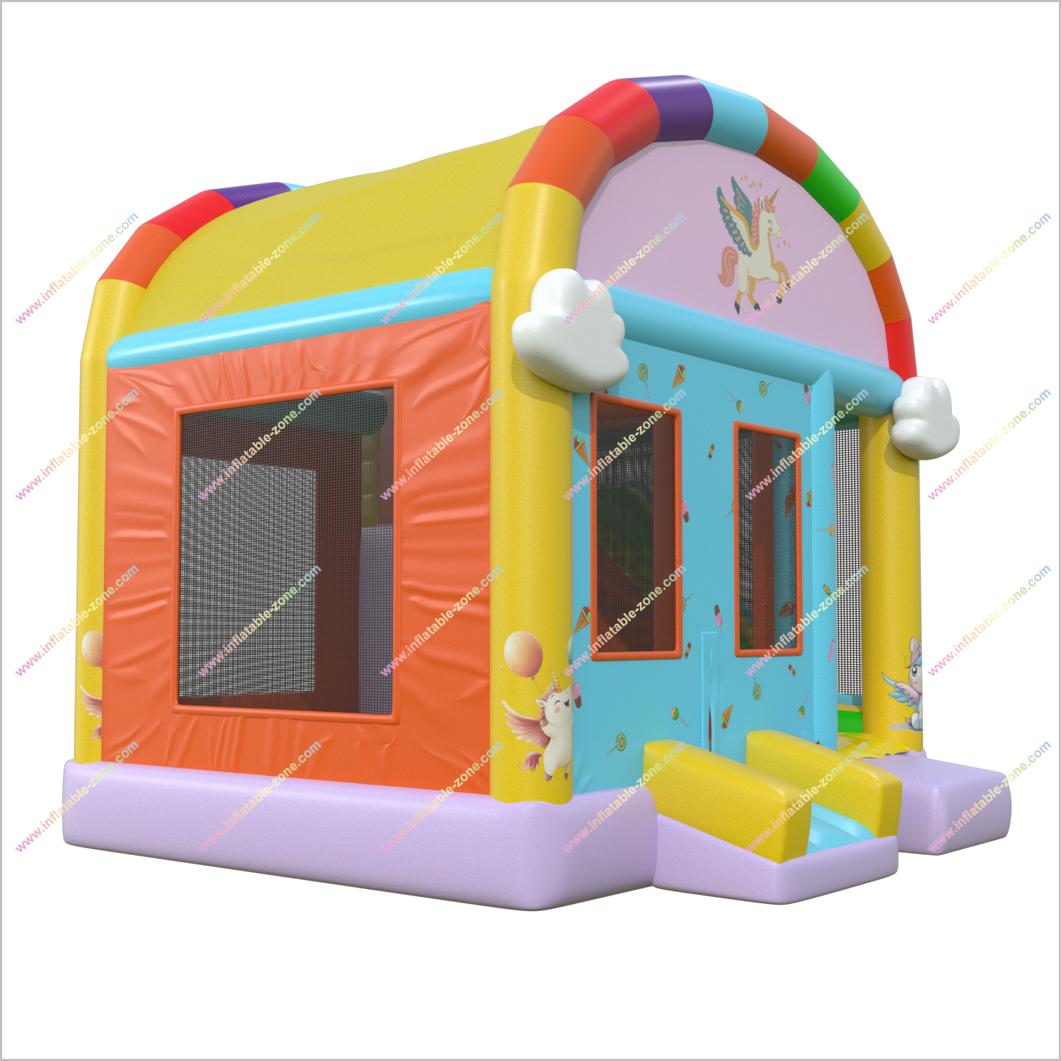 Unicorn Themed Party Soft Play Bouncy Castle Hire Inflatable Combo Slide Magical Fun Sports Bounce House With Slide - Inflatable-Zone