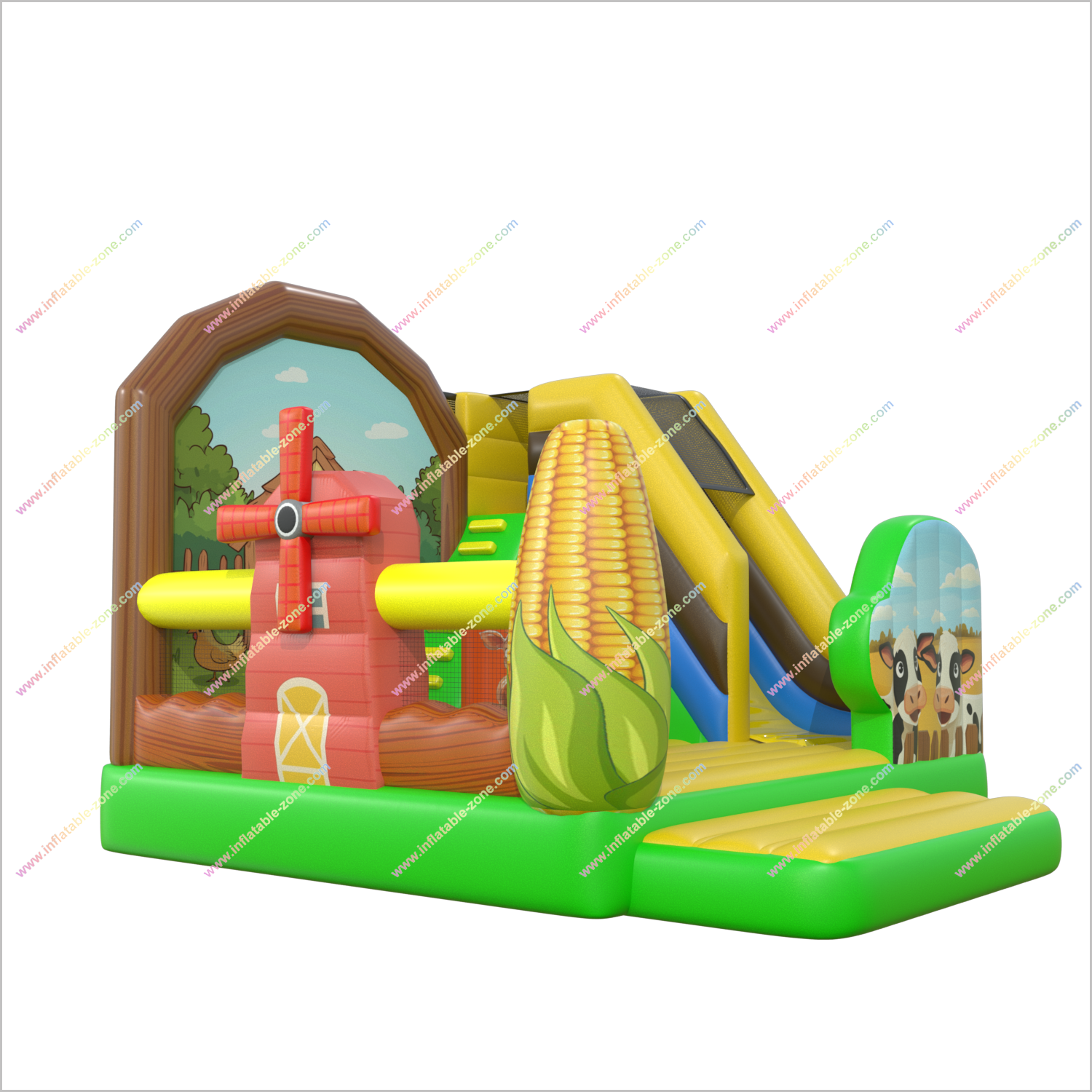 Farm Theme Party Childrens Inflatable Bouncy Castle Playhouse Slide Combo Barnyard Fun Bouncer Jumper Rentals - Inflatable-Zone