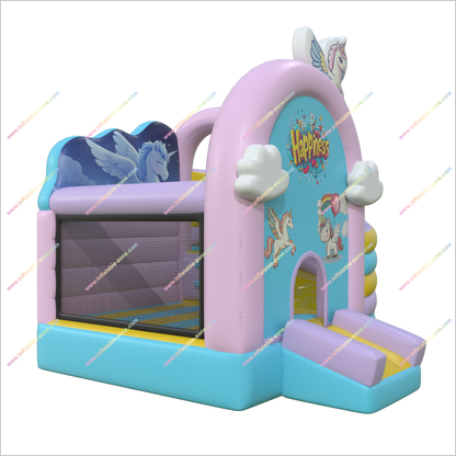Unicorn Jumpy House Inflatable Bouncers Happiness Fun Amusement Park Small Bouncy Castle With Slide Hire