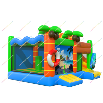 Tropical Combo Bounce House Inflatable Garden Slides Ocean Vibe Adult Inflatable Slides Bouncy Castle Parks Near Me