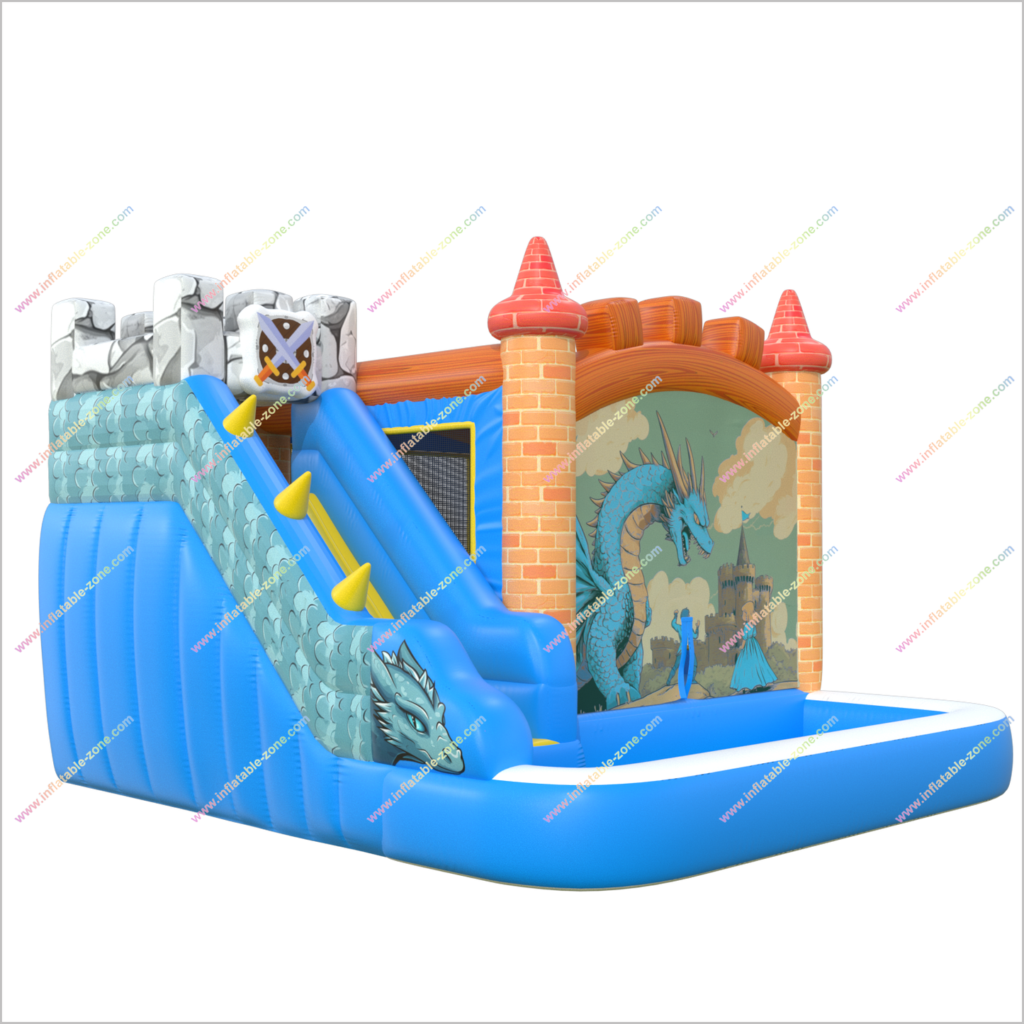 Dragon Guard Castle Bounce House With A Cool Slide Combo Inflatable Pool For Little Knights And Princesses