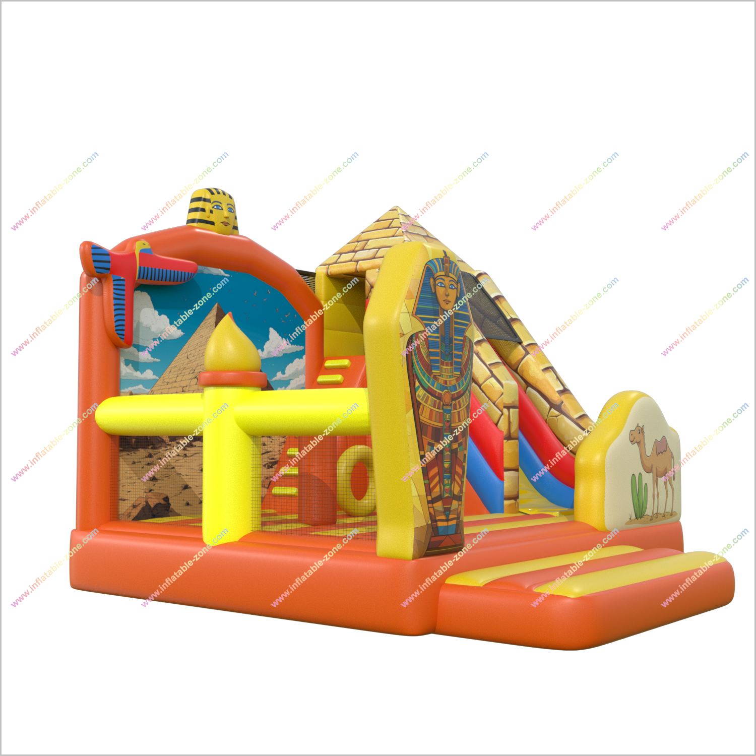 Ancient Egypt Commercial Inflatable Castle Feature Pyramid Jumping House With Slide Combo Bouncers For Rent - Inflatable-Zone