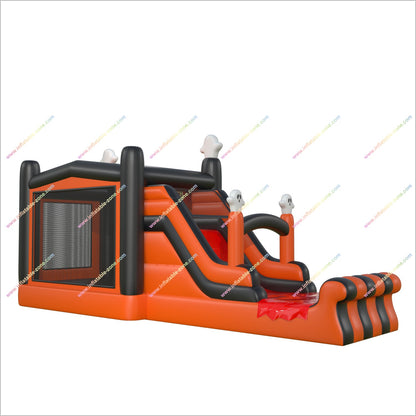Fun Happy Halloween Haunted Inflatable House Pumpkins Ghosts Bouncy Castle Slide Combo Hire Party Event Near Me