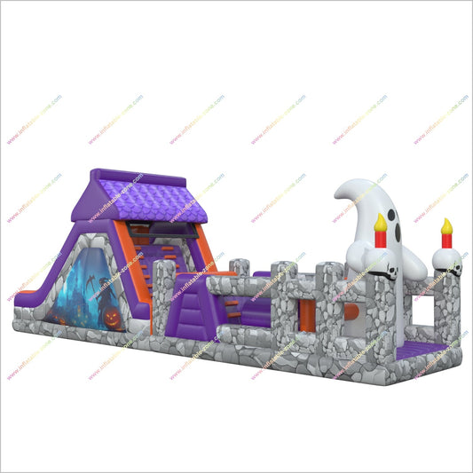 Purchase Inflatable Obstacle Course Friendly Ghost Halloween Party Near Me Inflatable Assault Course For Hire