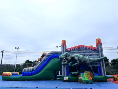 Dinosaur Inflatable Commercial Bounce House with Slide and Pool Safe for Outdoor Play