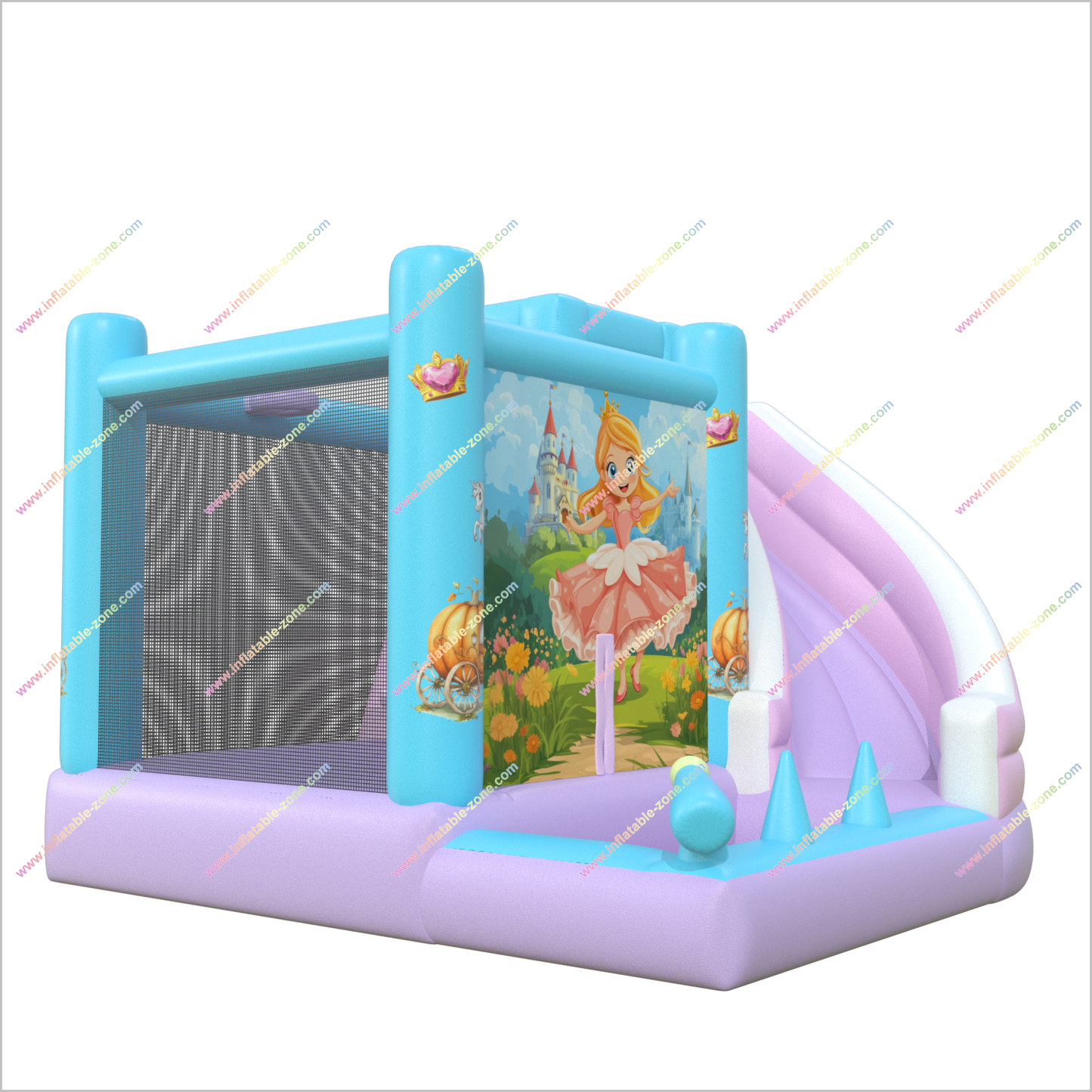 Princess-Themed Inflatable Bounce House And Water Slide Combo Magical Party Jumping Castle Slide Into Pool