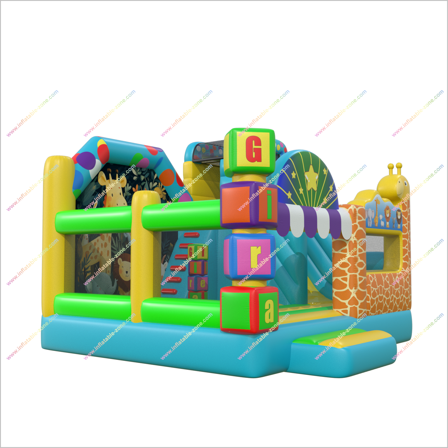 Safari Themed Inflatable Slide Bouncy Castle Animal Combo Slide Bounce Houses Inflatable Parties Near Me - Inflatable-Zone
