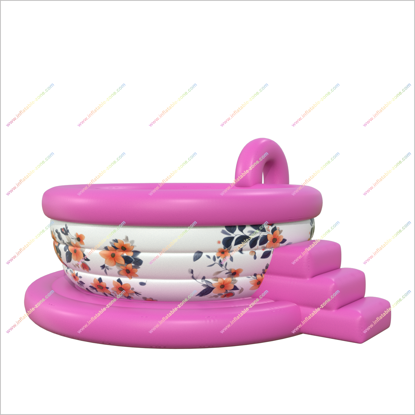 Look Awesome Inflatable Tea Cup Pool Whimsical Backyard Fun Floral Tea Cup Inflatable Pool - Inflatable-Zone