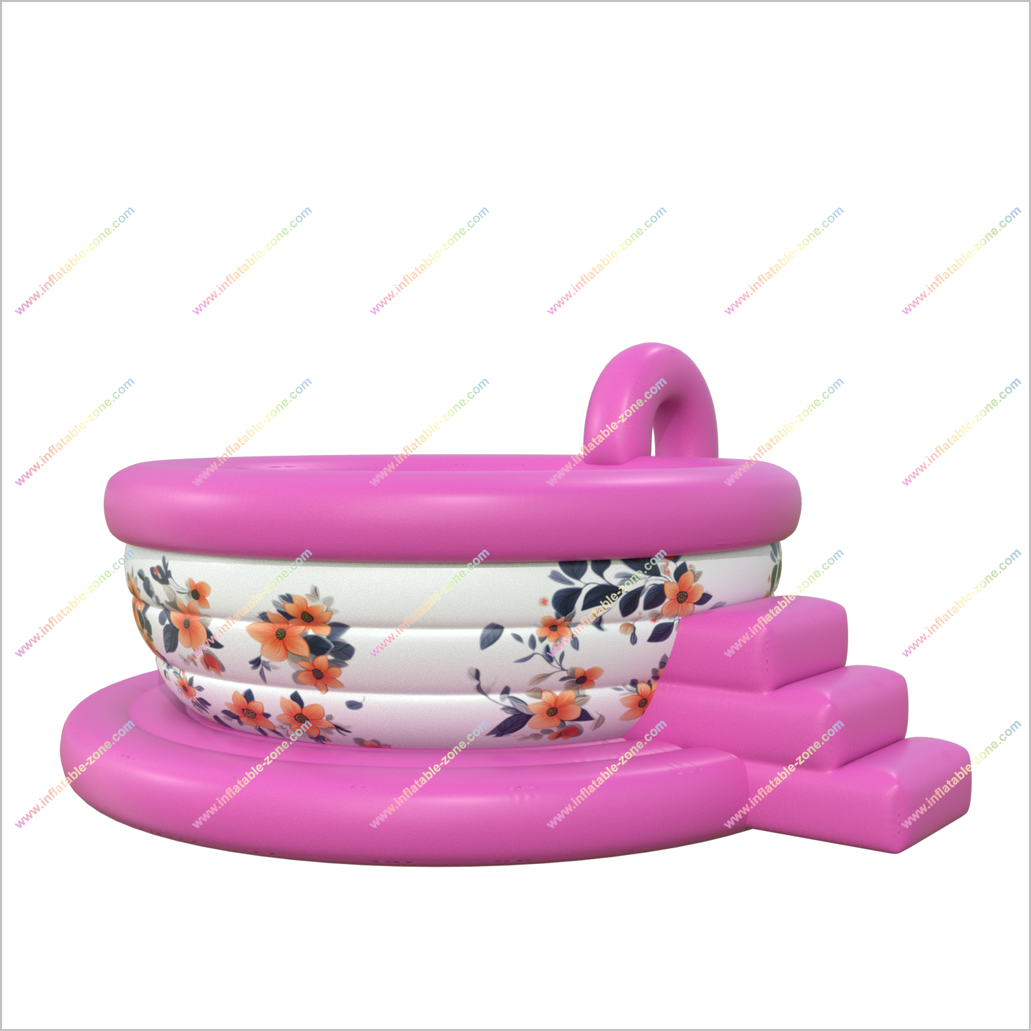 Look Awesome Inflatable Tea Cup Pool Whimsical Backyard Fun Floral Tea Cup Inflatable Pool - Inflatable-Zone