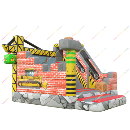 Construction Theme Bounce House Inflatable Castle Rentals Jumper And Slide Combo Happy Hop Bouncer With Slide - Inflatable-Zone