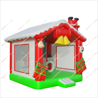 Christmas Party Presents Childrens Small Bouncy Castle Santa And Reindeer Inflatable Bounce House For Rent