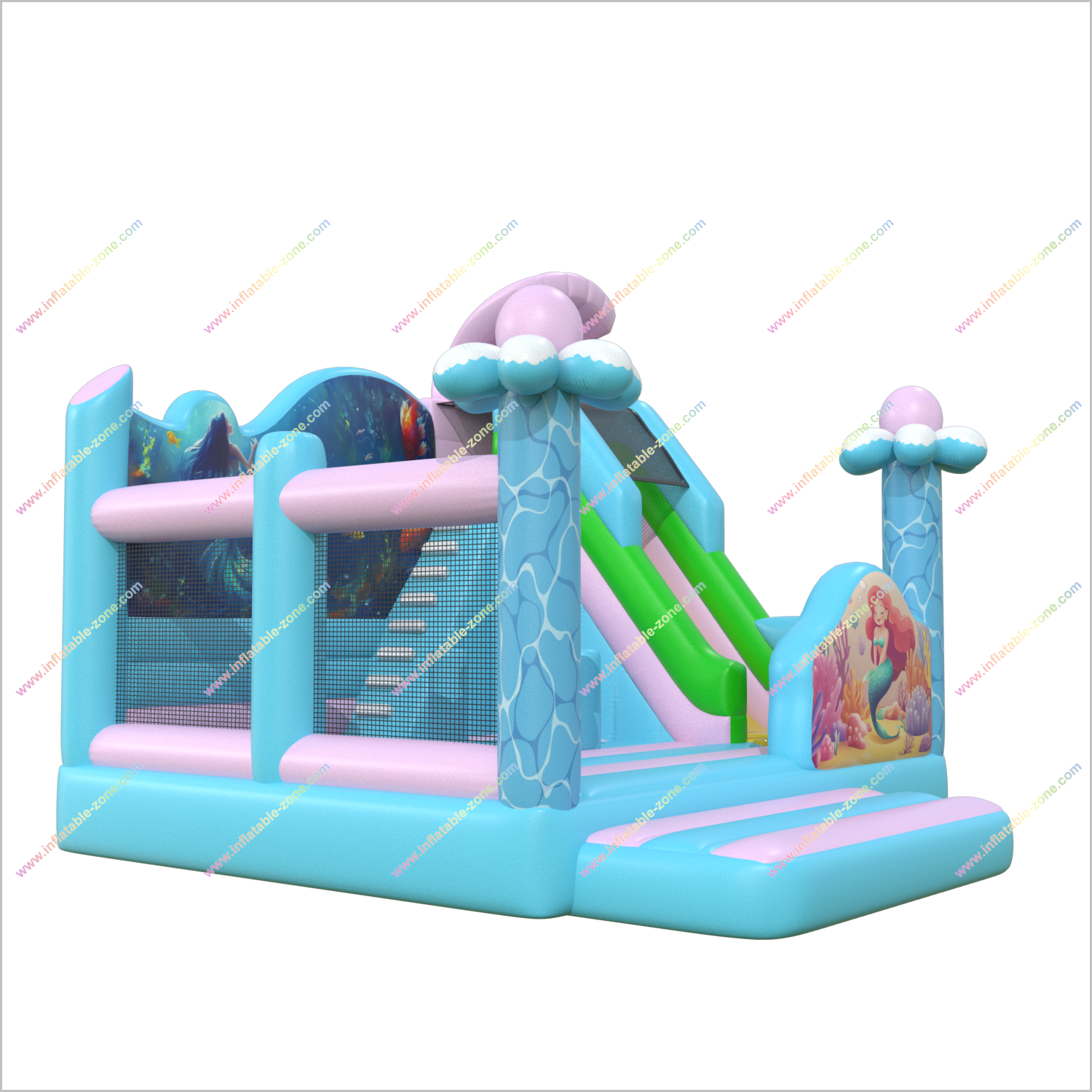 Mermaid Bounce House Small Inflatable Slides Combo Underwater Art Soft Play And Bouncy Castle Hire Pearl Slide - Inflatable-Zone
