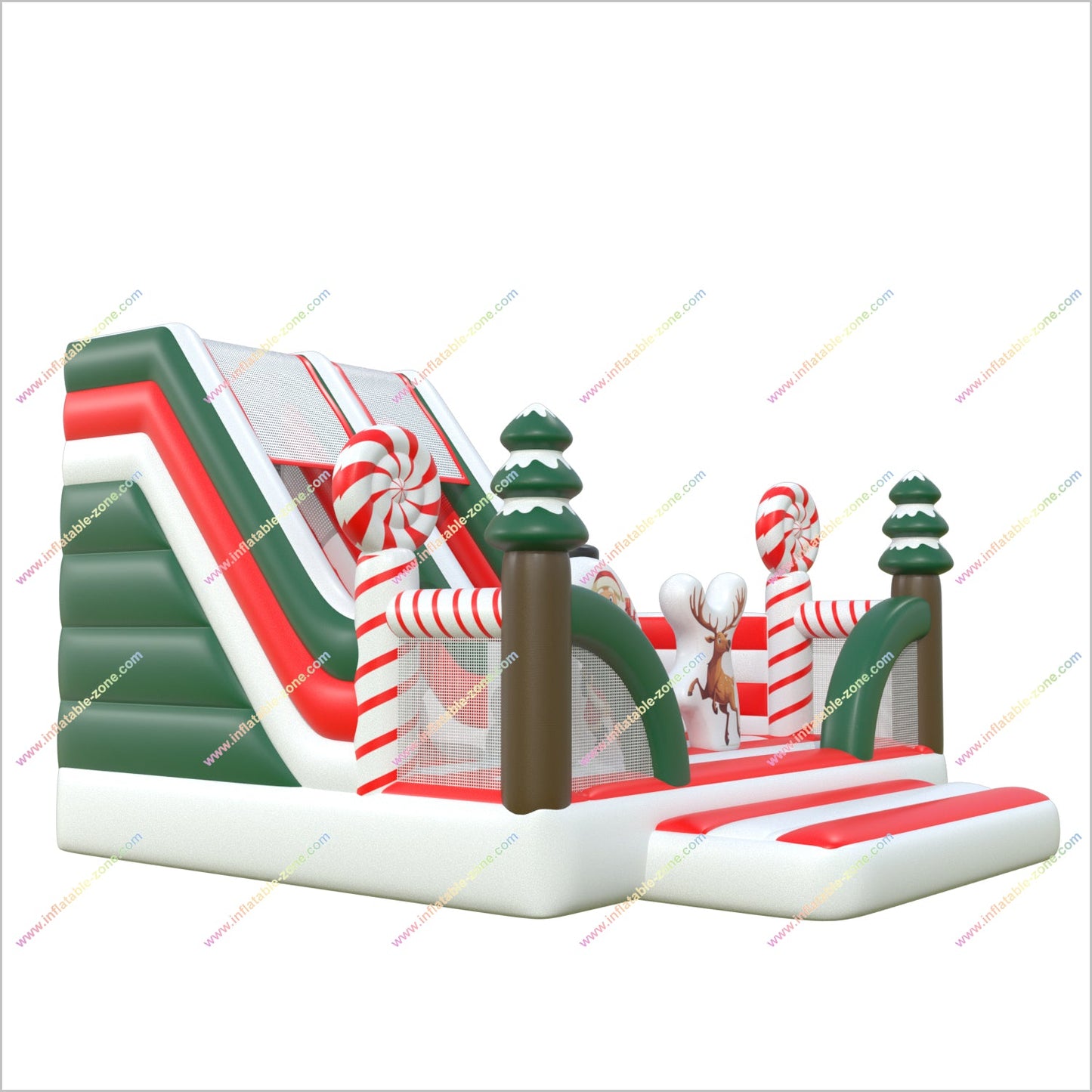 Christmas-Themed Combo Bounce Houses Inflatable Slide Near Me Blow Up Bouncy Castle With Slide Playground Outside