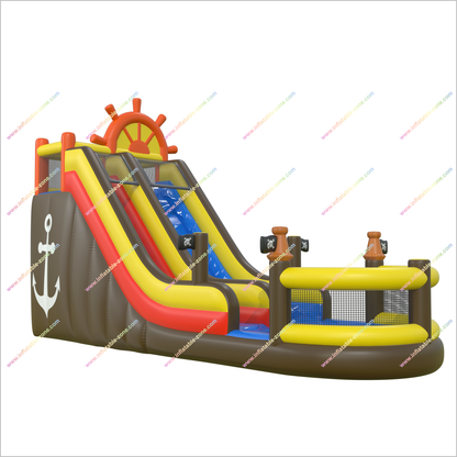 Pirate Ship Inflatable Water Slide Target Commercial Bounce House Water Blow Up Slide With Pool