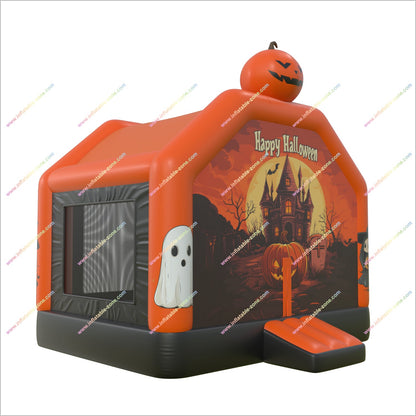 Cute Happy Halloween Inflatable Haunted House Rental Inflatable Pumpkin And Ghost Bouncy Castle For Childrens Parties
