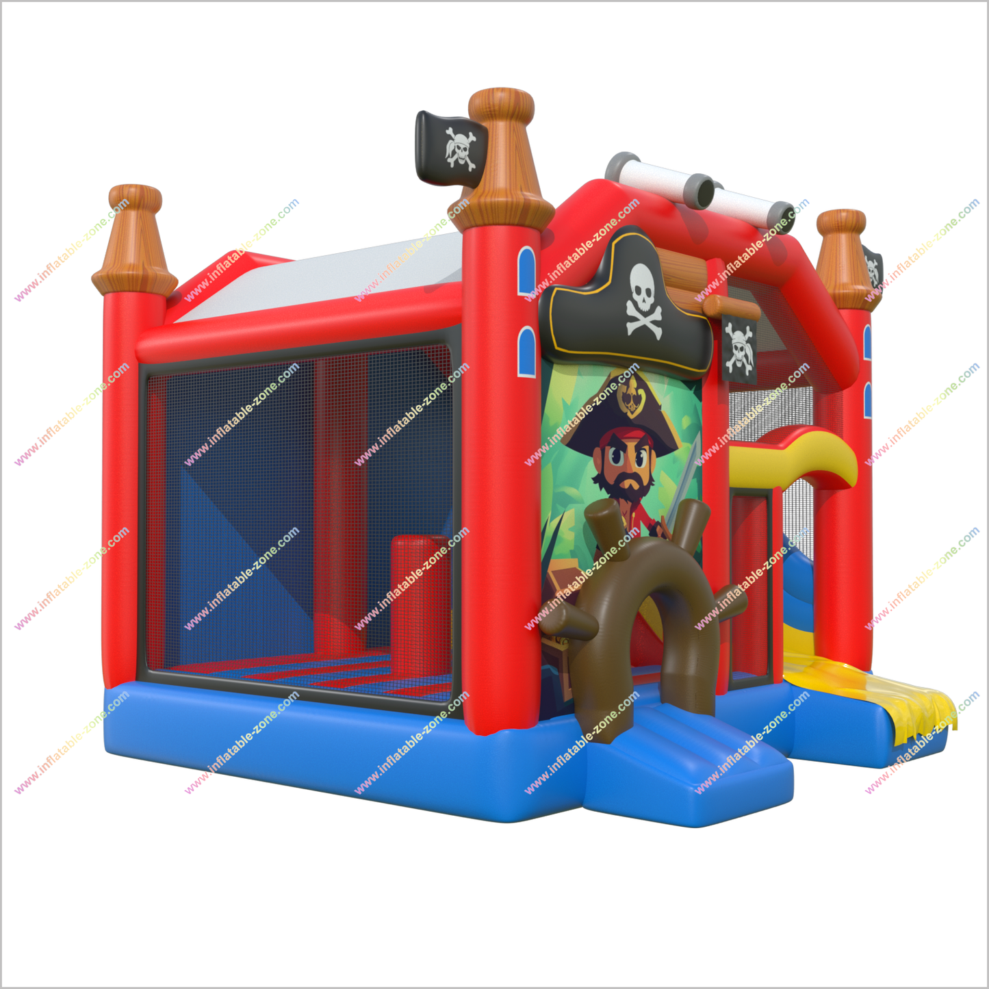 Pirate-Themed Inflatable Bounce House With Slide Rental Mini Combo Jumper Bouncy Castle For Party