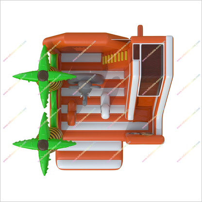 Orange Jungle Bounce And Slide Combo Animal Commercial Soft Play Equipment Inflatable Bouncer With Slide - Inflatable-Zone