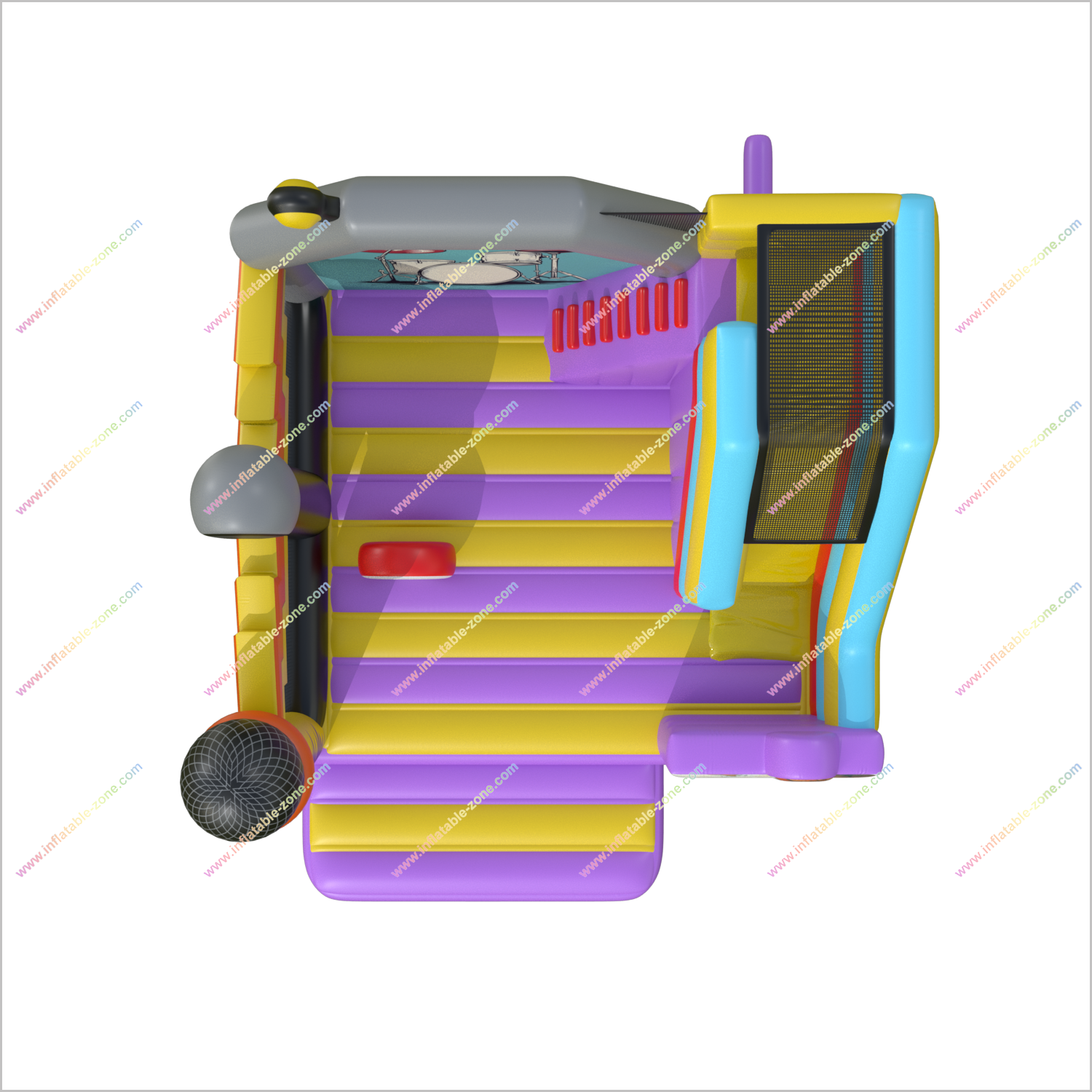 Crazy Music Bounce House Combo Slide Rock The Party Affordable Bouncy Castles Inflatable Slides For Rent Near Me - Inflatable-Zone