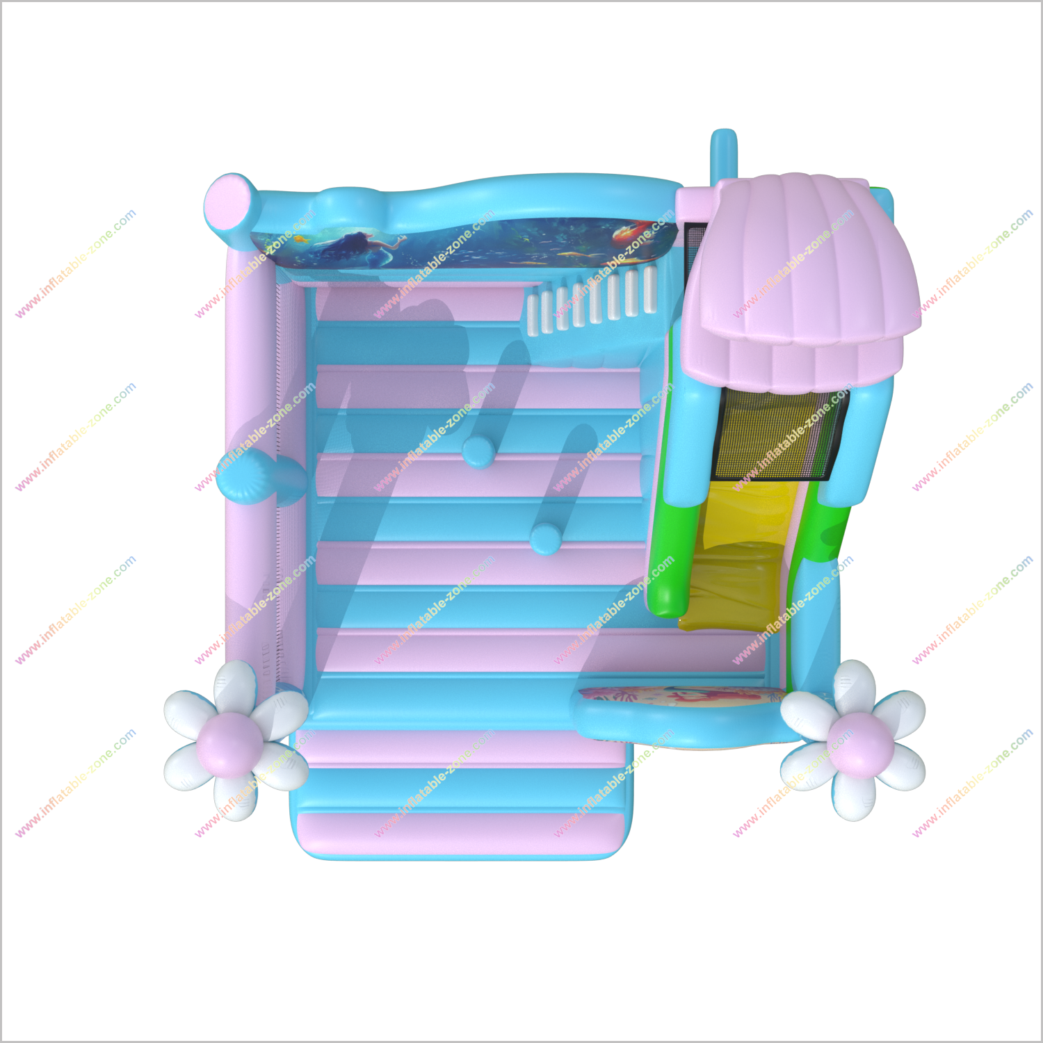 Mermaid Bounce House Small Inflatable Slides Combo Underwater Art Soft Play And Bouncy Castle Hire Pearl Slide - Inflatable-Zone