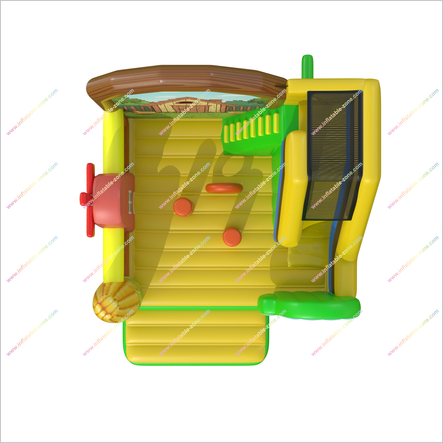 Farm Theme Party Childrens Inflatable Bouncy Castle Playhouse Slide Combo Barnyard Fun Bouncer Jumper Rentals - Inflatable-Zone