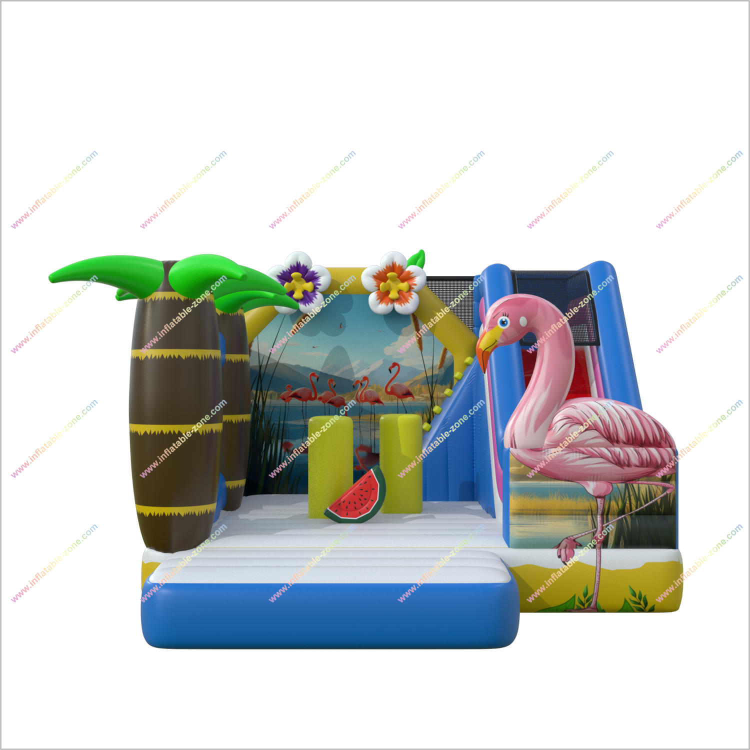 Fun Flamingo Bouncers Inflatables Outdoor Event Space Great Combo Small Bounce House With Slide - Inflatable-Zone