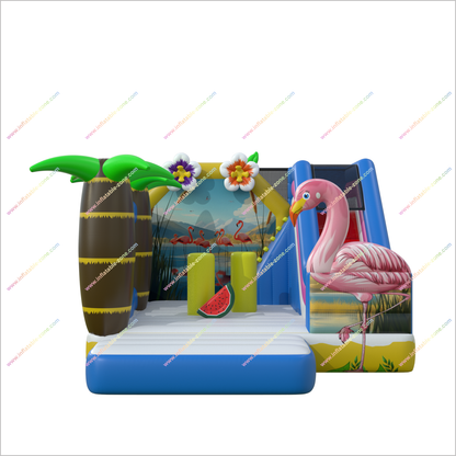 Fun Flamingo Bouncers Inflatables Outdoor Event Space Great Combo Small Bounce House With Slide - Inflatable-Zone