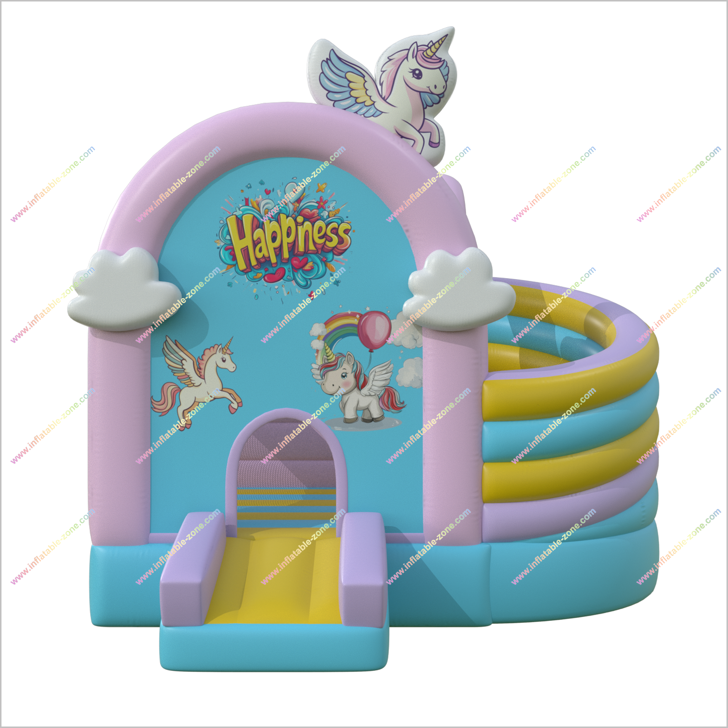 Unicorn Jumpy House Inflatable Bouncers Happiness Fun Amusement Park Small Bouncy Castle With Slide Hire