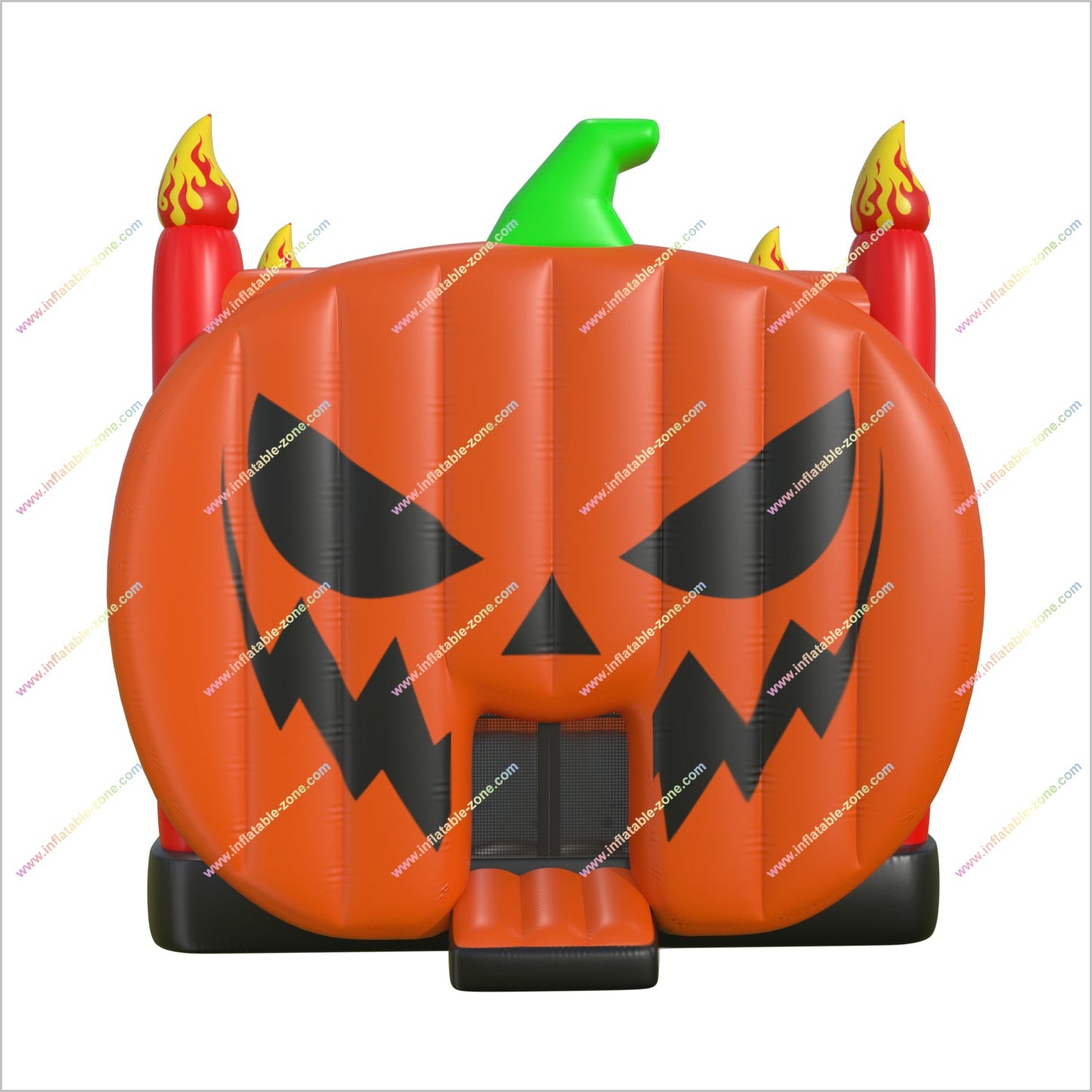 Giant Pumpkin Inflatable Bounce House With Flaming Pillars Party Halloween Jumping Castles For Hire Near Me