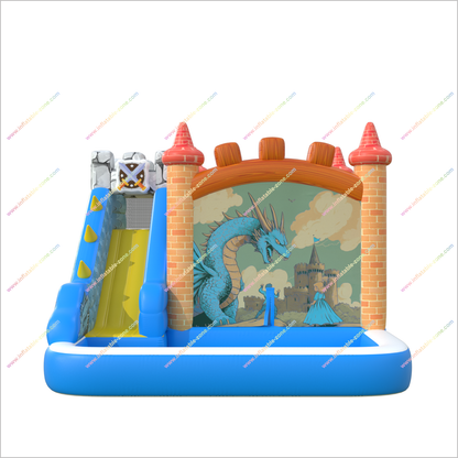 Dragon Guard Castle Bounce House With A Cool Slide Combo Inflatable Pool For Little Knights And Princesses
