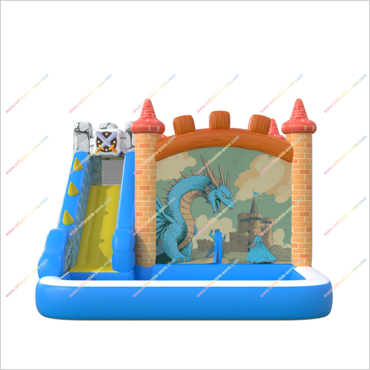 Dragon Guard Castle Bounce House With A Cool Slide Combo Inflatable Pool For Little Knights And Princesses