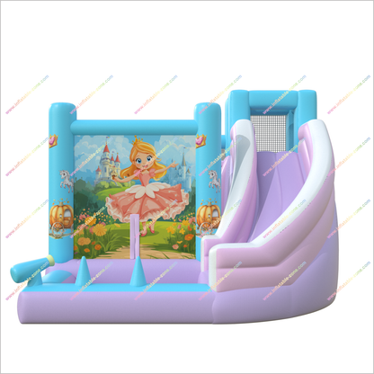 Princess-Themed Inflatable Bounce House And Water Slide Combo Magical Party Jumping Castle Slide Into Pool