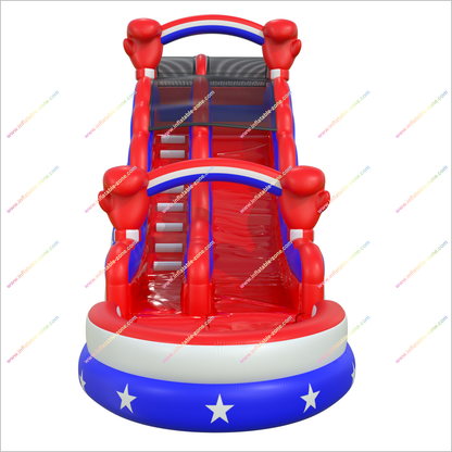 Inflatable Patriotic Bouncy Water Slide Rental Star-Spangled Large Inflatable Water Slide For Pool