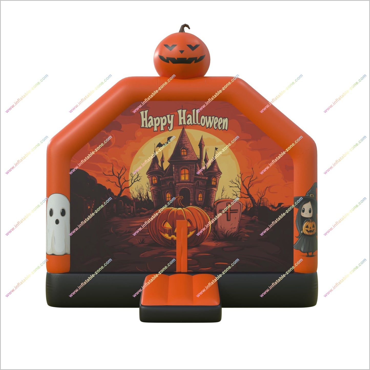 Cute Happy Halloween Inflatable Haunted House Rental Inflatable Pumpkin And Ghost Bouncy Castle For Childrens Parties