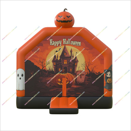Cute Happy Halloween Inflatable Haunted House Rental Inflatable Pumpkin And Ghost Bouncy Castle For Childrens Parties