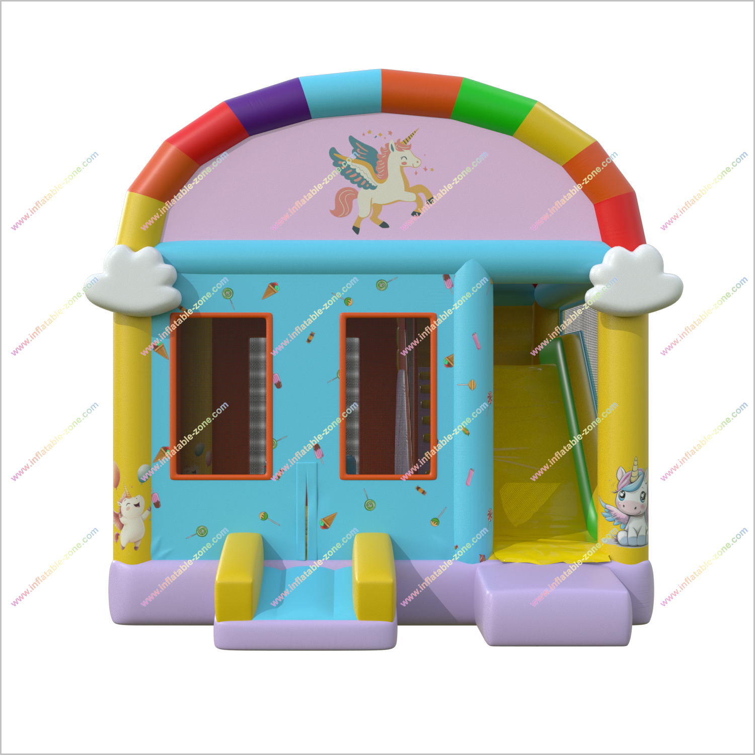 Unicorn Themed Party Soft Play Bouncy Castle Hire Inflatable Combo Slide Magical Fun Sports Bounce House With Slide - Inflatable-Zone