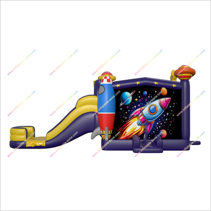 Space Themed Bouncy Castle With Water Slide Combo Inflatable Jumper Equipment Water Slide Bounce House Sale - Inflatable-Zone