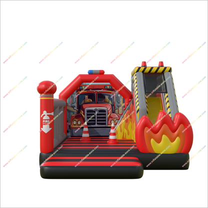 Fire Truck Inflatable Bouncer Slide Rentals Adult Inflatable Park Bold Combo Slide Bouncy Castle Hire - Inflatable-Zone