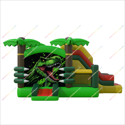 Dinosaur Theme Party Jungle Slide Bouncy Castle Inflatable Area Big T-Rex Bounce House Slide Combo Rentals Near Me - Inflatable-Zone