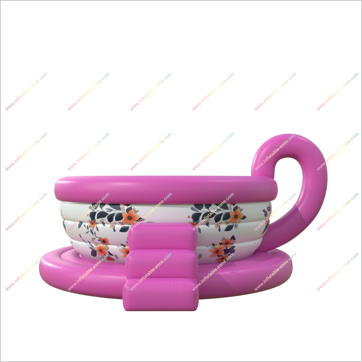 Look Awesome Inflatable Tea Cup Pool Whimsical Backyard Fun Floral Tea Cup Inflatable Pool - Inflatable-Zone